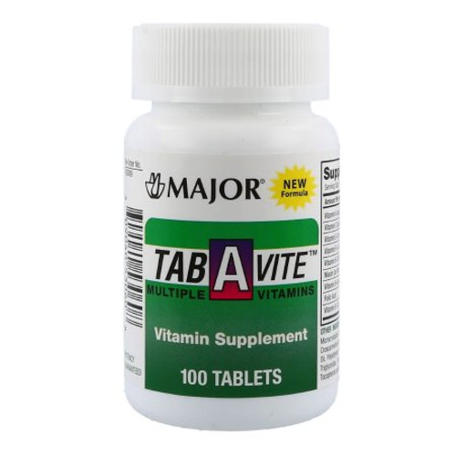 Multivitamin Supplement Major Tab-A-Vite Vitamin A / Cholcalciferol 3000 IU - 400 IU Strength Tablet 100 per Bottle 00904053061 Bottle/1