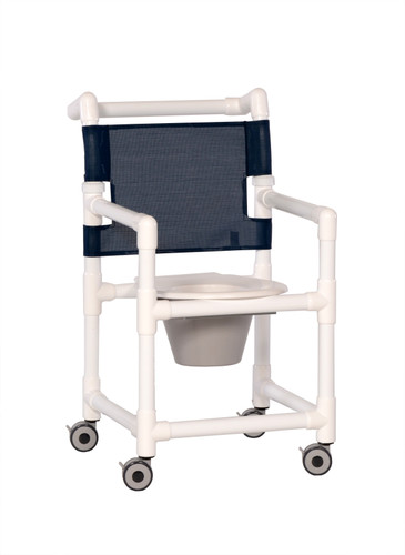 Commode / Shower Chair ipu Original Fixed Arm PVC Frame Mesh Back 17-1/4 Inch Seat Width SC9111P Each/1