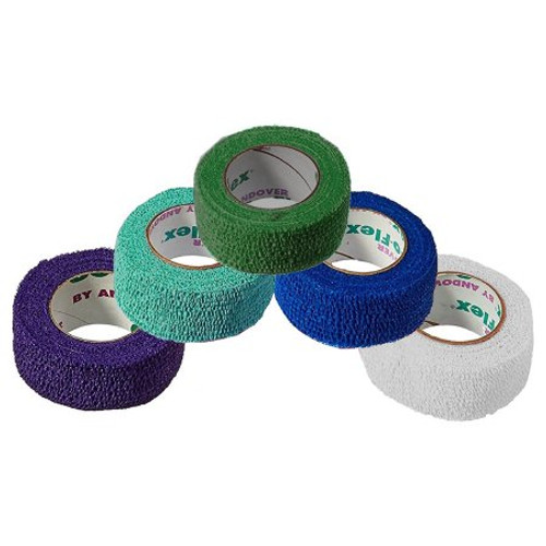 Cohesive Bandage CoFlex NL 1 Inch X 5 Yard 12 lbs. Tensile Strength Self-adherent Closure Teal / Blue / White / Purple / Green NonSterile 5100RB