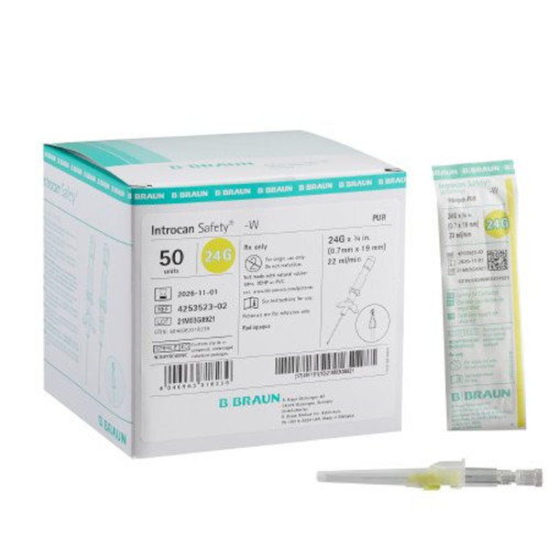 Peripheral IV Catheter Introcan Safety 24 Gauge 0.75 Inch Sliding Safety Needle 4253523-02