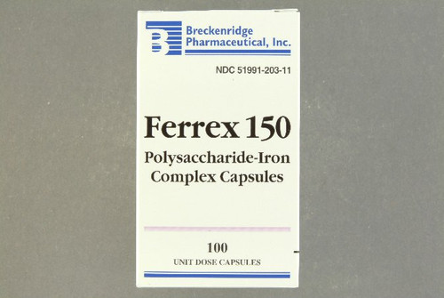 Mineral Supplement Ferrex Polysaccharide / Iron 150 mg Strength Capsule 100 per Box 51991020311 Bottle/1 Mineral Supplement Ferrex Polysaccharide / Iron 150 mg Strength Capsule 100 per Box 51991020311 Bottle/1