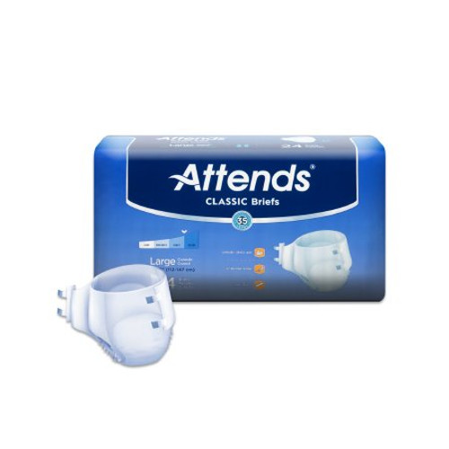 Unisex Adult Incontinence Brief Attends Classic Large Disposable Heavy Absorbency BRB30