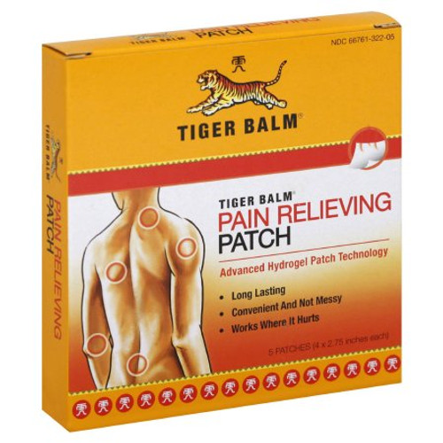 Topical Pain Relief Tiger Balm 80 mg - 24 mg - 16 mg Strength Camphor / Menthol / Capsaicin Patch 5 per Box 03927832200 Pack/1