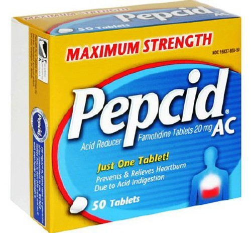 Antacid Pepcid AC 20 mg Strength Tablet 50 per Box 16837085550 Box/1