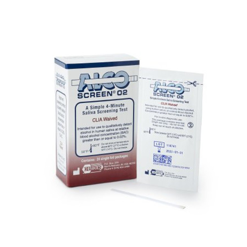 Rapid Test Alco-Screen .02 Saliva Alcohol Test Alcohol Screen Saliva Sample 24 Tests 56024 Box/24