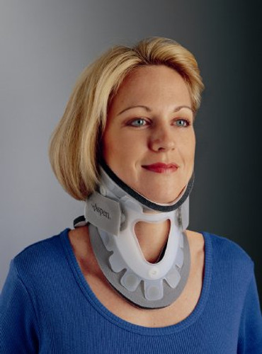 Rigid Cervical Collar with Replacement Pads ProCare Transitional 172 Preformed Adult Regular Two-Piece / Trachea Opening 3 Inch Height 13 to 22 Inch Neck Circumference 79-83365 Each/1