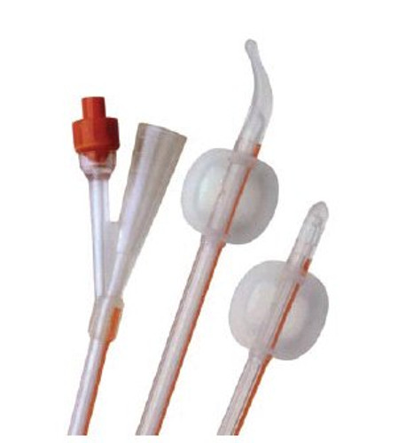 Foley Catheter Folysil 2-Way Coude Tip 5 - 15 cc Balloon 14 Fr. Silicone AA6314