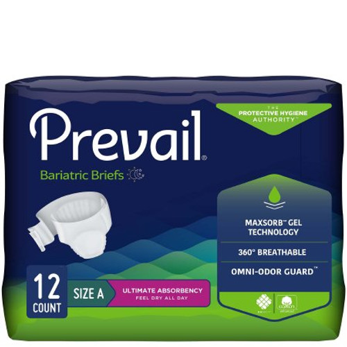 Unisex Adult Incontinence Brief Prevail Bariatric A 2X-Large Disposable Heavy Absorbency PV-017