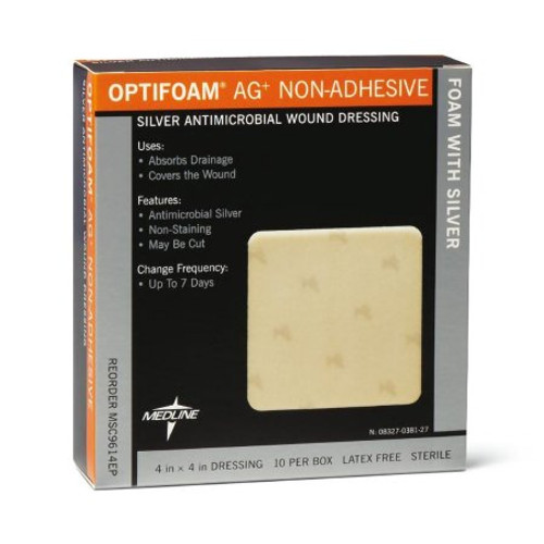 Silver Foam Dressing Optifoam Ag 4 X 4 Inch Square Sterile MSC9614 Silver Foam Dressing Optifoam Ag 4 X 4 Inch Square Sterile MSC9614