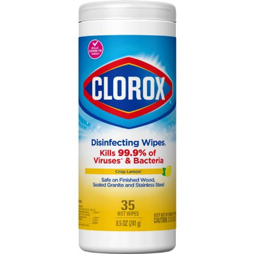 Clorox Surface Disinfectant Premoistened Manual Pull Wipe 35 Count Canister Disposable Lemon Scent NonSterile 01594CT