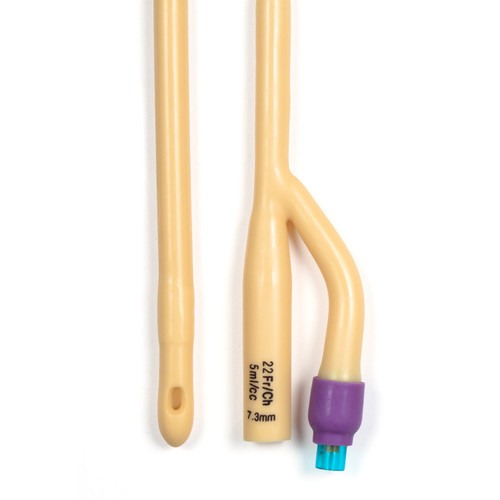 Foley Catheter 2-Way Standard Tip 5 cc Balloon 22 Fr. Silicone Coated Latex 4942 Case/10