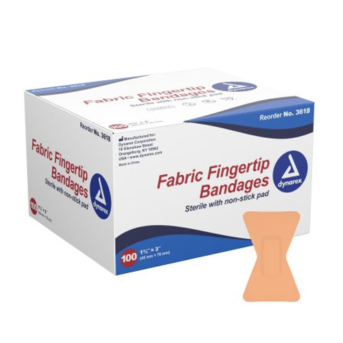 Adhesive Strip Dynarex 1-3/4 X 3 Inch Fabric Fingertip White Sterile 3618
