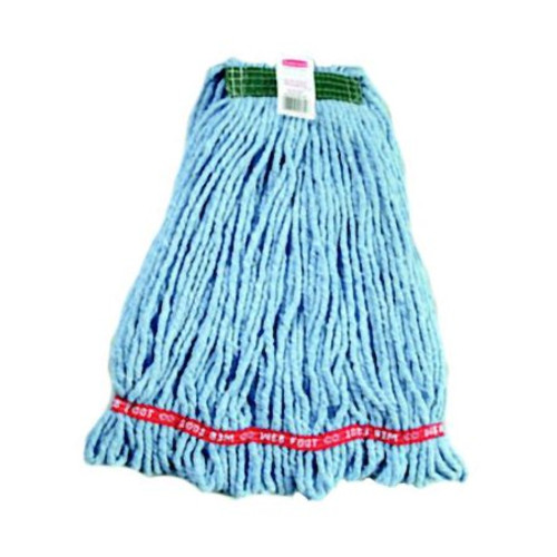 Antimicrobial Wet String Mop Head Rubbermaid Web Foot Shrinkless Looped-end Medium Blue Cotton / Synthetic Fiber Reusable FGA21206BL00