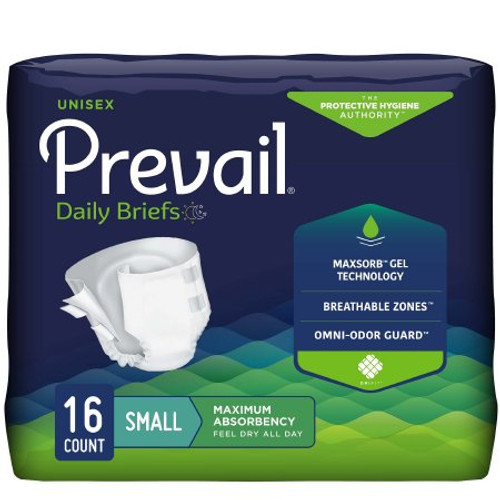 Unisex Adult Incontinence Brief Prevail Small Disposable Heavy Absorbency PV-011