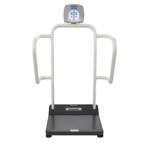 Floor Scale with Handrail Health O Meter Digital LCD Display 1000 lbs. / 474 kg Capacity Black / White AC Adapter / Battery Operated 1100KL Each/1