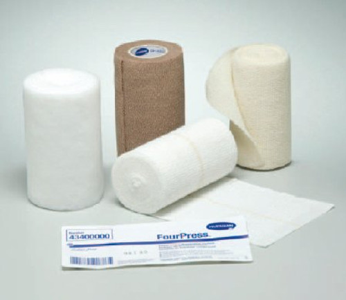 4 Layer Compression Bandage System FourPress 4 Inch X 3-4/5 Yard / 4 Inch X 4-9/10 Yard / 4 Inch X 9-1/2 Yard / 4 Inch X 6-1/2 Yard 30 to 40 mmHg Self-adherent Closure Tan / White NonSterile 43400000