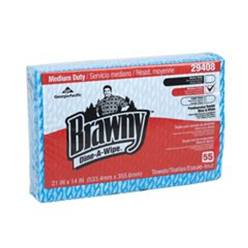 Foodservice Towel Brawny Dine-A-Wipe Medium Duty Blue / White NonSterile Carded Rayon 14 X 21 Inch Disposable 29408 Case/6