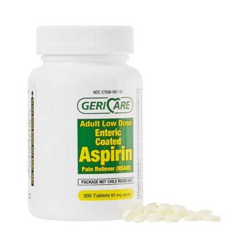 Pain Relief Geri-Care 81 mg Strength Aspirin Tablet 300 per Bottle 981-30-GCP