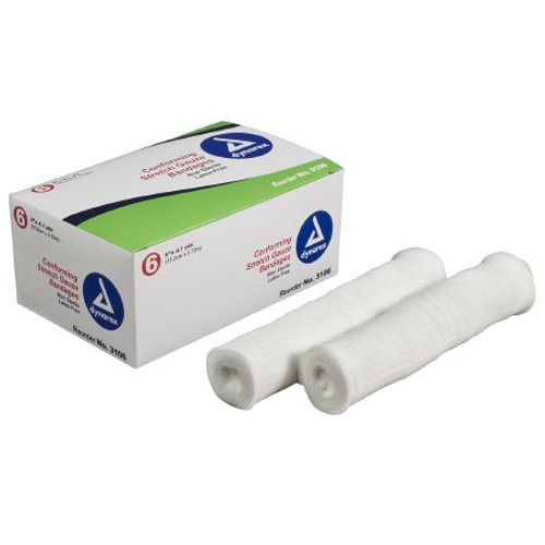 Conforming Bandage Dynarex Polyester 1-Ply 6 Inch X 4.1 Yard Roll Shape NonSterile 3106