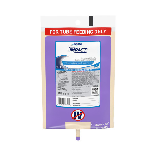 Tube Feeding Formula Impact 33.8 oz. Bag Ready to Hang Unflavored Adult 10043900358182 Case/6