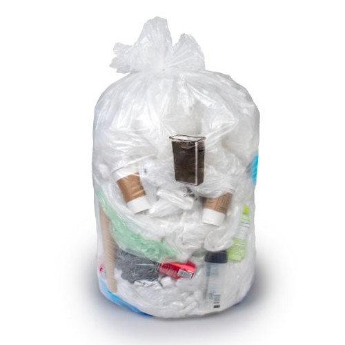 Trash Bag Colonial Bag 10 gal. Clear HDPE 6 Mic. 24 X 24 Inch X-Seal Bottom Flat Pack CHD24LC Case/1000