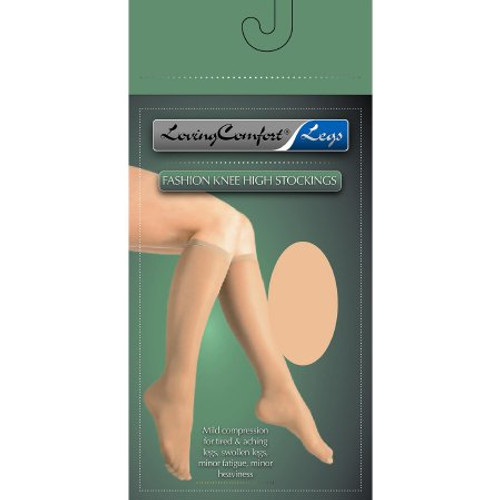 Compression Stocking Loving Comfort Knee High Medium Beige Closed Toe 1648 BEI MD Pair/2