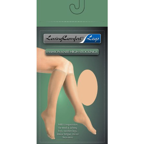Compression Stocking Loving Comfort Knee High Small Beige Closed Toe 1648 BEI SM Pair/2