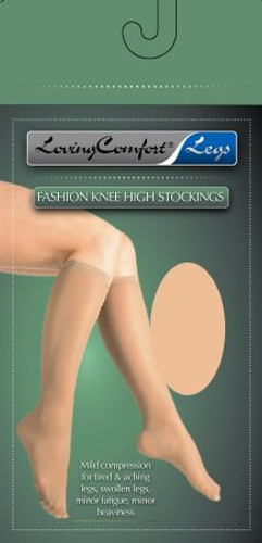 Compression Stocking Loving Comfort Knee High Medium Beige Closed Toe 1651 BEI MD Pair/2