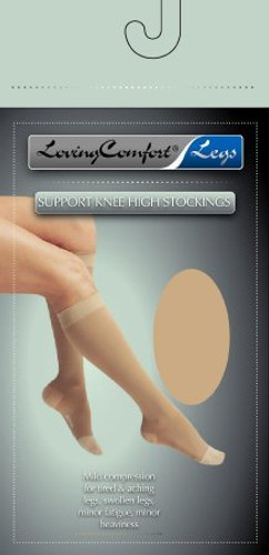 Compression Stocking Loving Comfort Knee High X-Large Beige Closed Toe 1668 BEI XL Pair/2