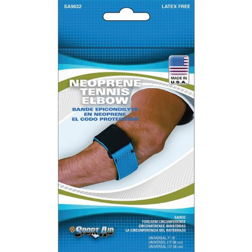 Tennis Elbow Support Sport-Aid One Size Fits Most D-Ring / Hook and Loop Strap Closure Strap Left or Right Arm 7 to 15 Inch Forearm Circumference Blue SA9032 BLU UN Each/1