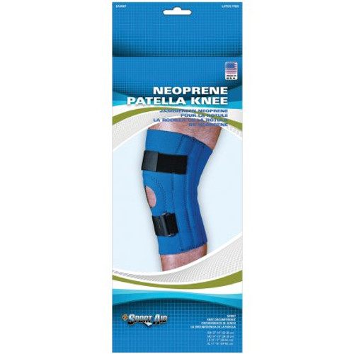 Knee Sleeve Sport-Aid Large Pull-On / D-Ring / Hook and Loop Strap Closure 15 to 17 Inch Knee Circumference 12-1/2 Inch Length Left or Right Knee SA9067 BLU LG Each/1