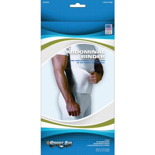 Abdominal Binder Sport-Aid Large Hook and Loop Closure 46 to 62 Inch Waist Circumference 9 Inch Adult SA1930 WHI LG Each/1