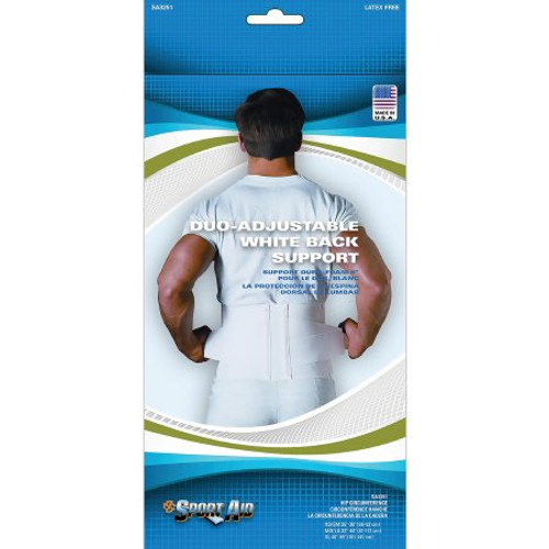 Back Support Belt Sport-Aid X-Large Hook and Loop Closure 40 to 55 Inch Waist Circumference 10 Inch Back Panel / 3 Inch Straps Adult SA3251 WHI XL Each/1