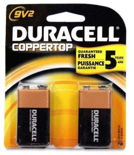 Alkaline Battery Duracell Coppertop 9V Cell 9V Disposable 2 Pack MN1604B2Z
