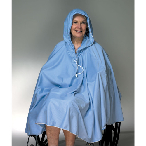 Shower Poncho Blue One Size Fits Most Over-the-Head Drawstring Closure Unisex 909120 Each/1