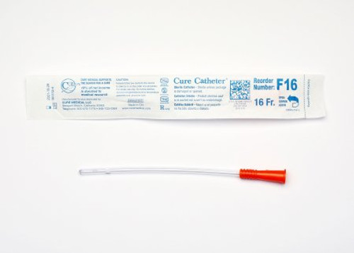 Urethral Catheter Cure Catheter Straight Tip Uncoated PVC 16 Fr. 6 Inch F16