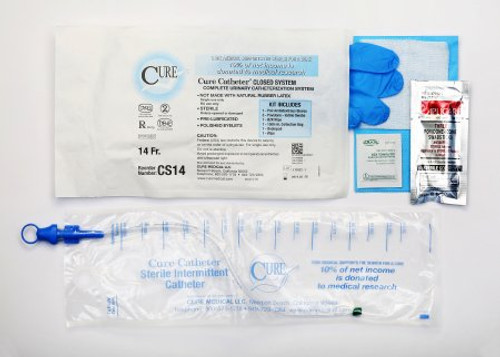 Intermittent Catheter Kit Cure Catheter Closed System / Straight Tip 14 Fr. Without Balloon CS14