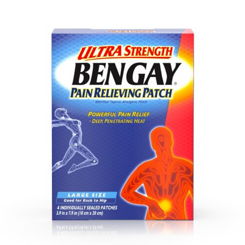 Topical Pain Relief Bengay Ultra Strength 5% Strength Menthol Patch 4 per Box 10074300081493