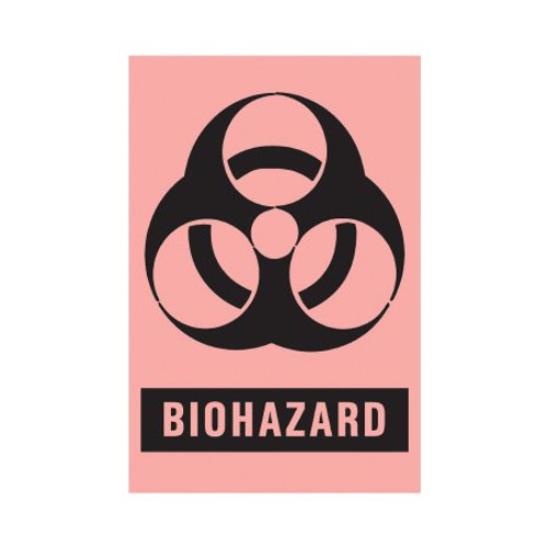 Pre-Printed Label Timemed Warning Label Fluorescent Red Paper Biohazard / Symbol Black Biohazard 2 X 3 Inch BH-405 Roll/1