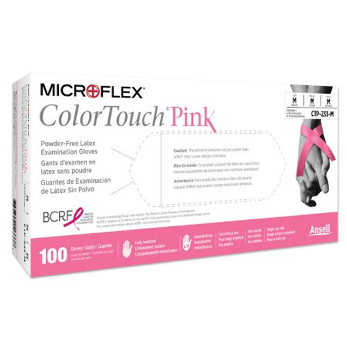 Exam Glove ColorTouch Pink Medium NonSterile Latex Standard Cuff Length Fully Textured Pink Not Chemo Approved CTP-233-M Box/1