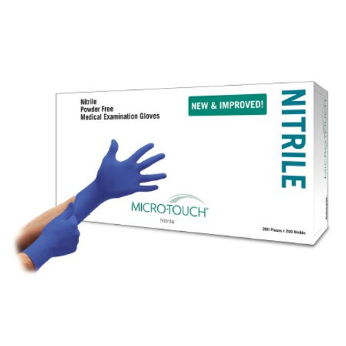 Exam Glove Micro-Touch Nitrile X-Large NonSterile Nitrile Standard Cuff Length Textured Fingertips Blue Chemo Tested 6034304