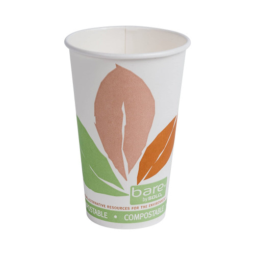 Drinking Cup Bare Eco-Forward 16 oz. Leaf Print Paper Disposable 316PLA-J7234 Case/20