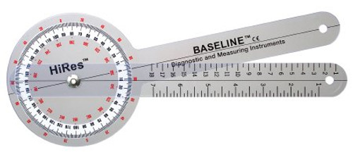 Goniometer Baseline HiRes Plastic 360 ISOM STFR Plastic 12 Inch 0 to 360 Head with Three Scales in 1 Increments Inches and Centimeters 12-1000HR Each/1