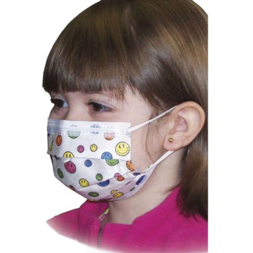 Procedure Mask Pleated Earloops One Size Fits Most Kid Design Happy Face Print NonSterile Not Rated Pediatric 15150 Box/75