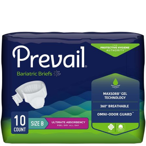 Unisex Adult Incontinence Brief Prevail Bariatric Size B Disposable Heavy Absorbency PV-094