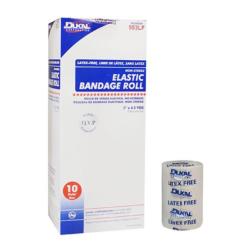 Elastic Bandage Dukal 3 Inch X 4-1/2 Yard Standard Compression Clip Detached Closure Tan NonSterile 503LF Roll/1