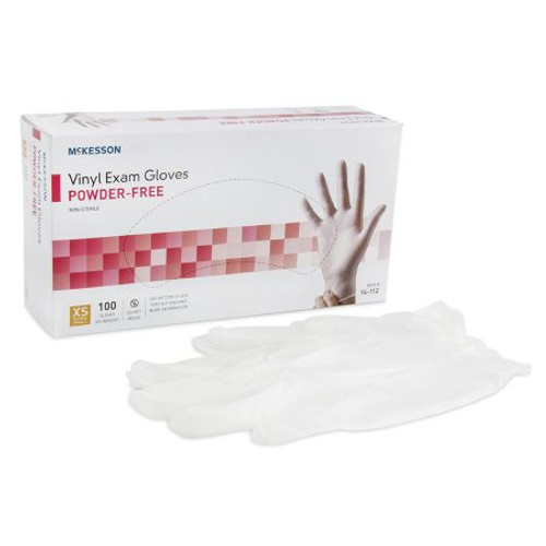 Exam Glove McKesson X-Small NonSterile Vinyl Standard Cuff Length Smooth Clear Not Chemo Approved 14-112 Box/1