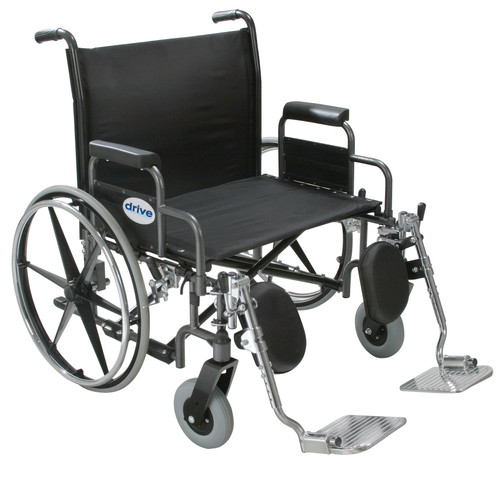 Bariatric Wheelchair drive Sentra EC Heavy Duty Dual Axle Full Length Arm Removable Padded Arm Style Swing-Away Footrest Black Upholstery 20 Inch Seat Width 450 lbs. Weight Capacity STD20ECDFAHD-SF Each/1