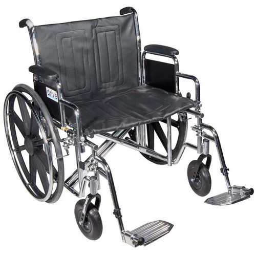 Bariatric Wheelchair drive Sentra EC Heavy Duty Dual Axle Full Length Arm Removable Padded Arm Style Swing-Away Footrest Black Upholstery 22 Inch Seat Width 450 lbs. Weight Capacity STD22ECDFA-SF Each/1