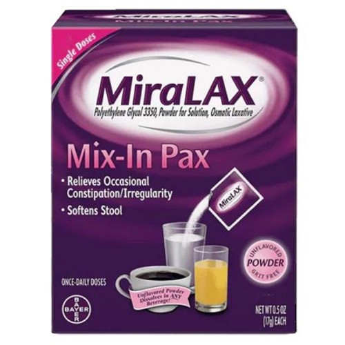 Laxative MiraLAX Powder 24 per Box 17 Gram Strength Polyethylene Glycol 3350 11523726808 Box/24